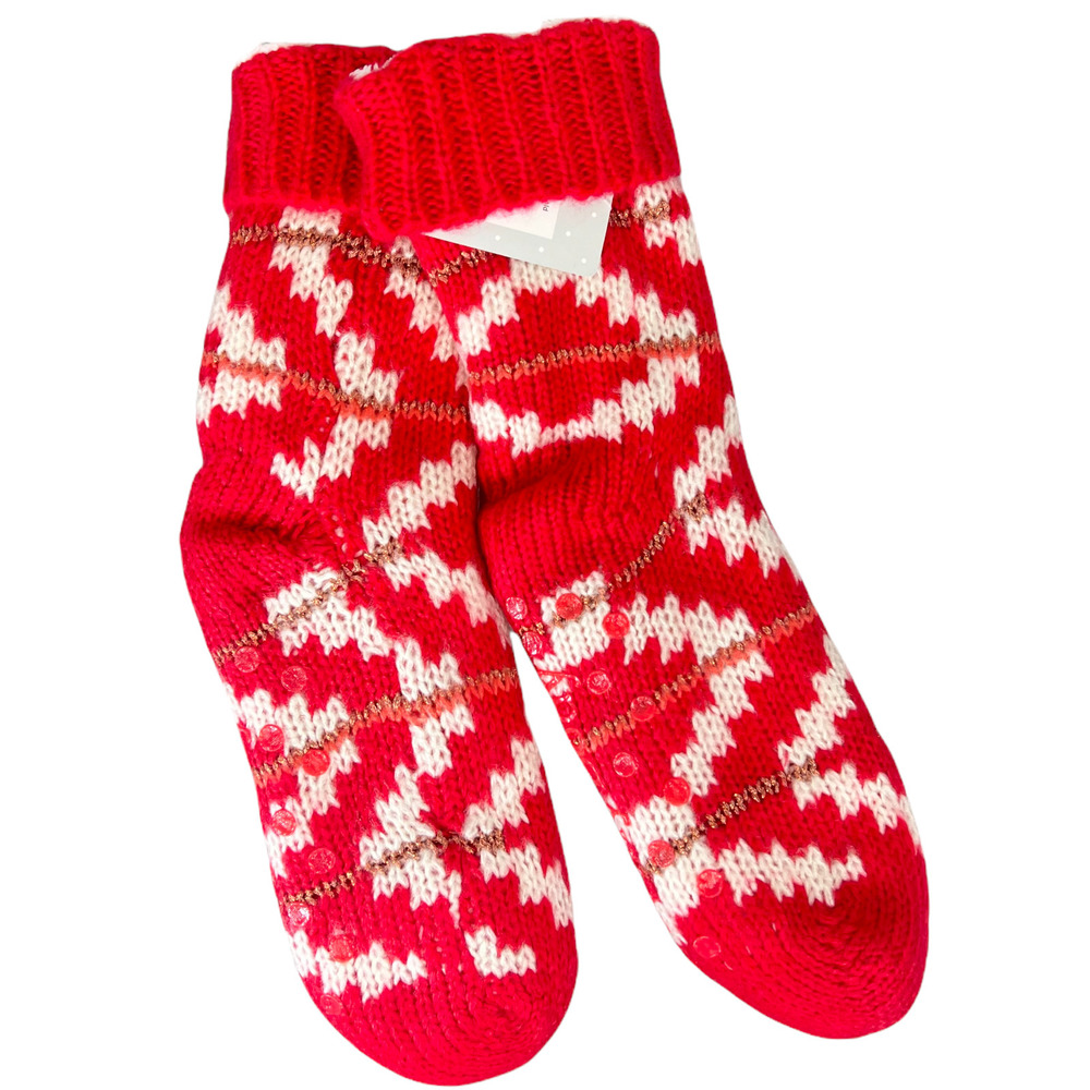 AnyBody Unisex Pull-on Nordic Knit Socks Scarlet Red Small/Medium Size